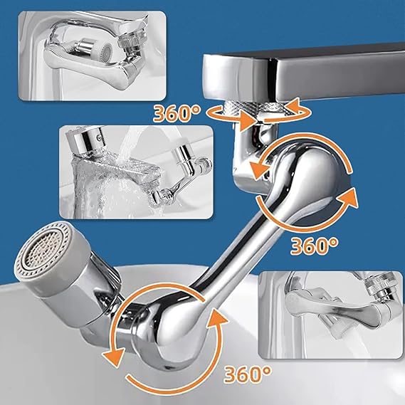 ¡Grifo Giratorio 1080° - Ahorra Agua y Lava Más Fácil!