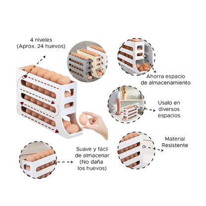Dispensador Organizador De Huevos de 4 Niveles