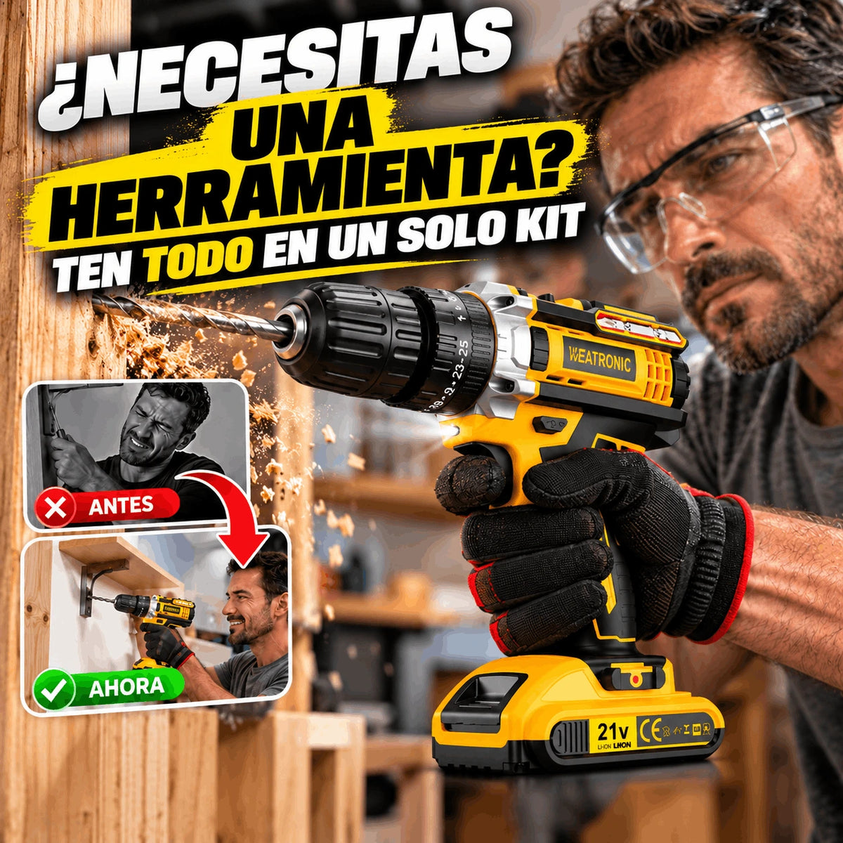 TaladroPro™ — Kit de Taladro Inalámbrico 21V