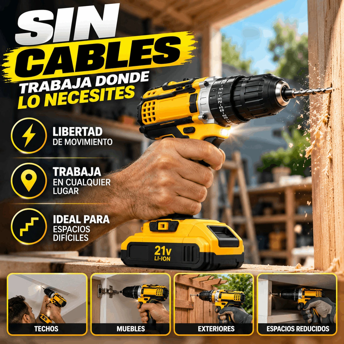 TaladroPro™ — Kit de Taladro Inalámbrico 21V