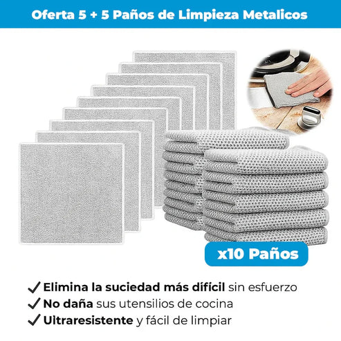 Paños de limpieza multiuso de malla metálica | Oferta Compra 5 Lleva 10